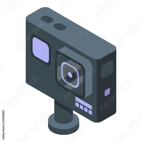 Waterproof action camera icon. Isometric of waterproof action camera vector icon for web design isolated on white background