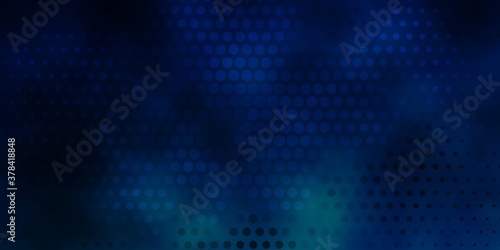 Dark BLUE vector backdrop with dots. Colorful illustration with gradient dots in nature style. Pattern for business ads.