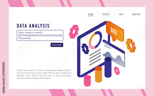data analysis technology with template webpage and tablet