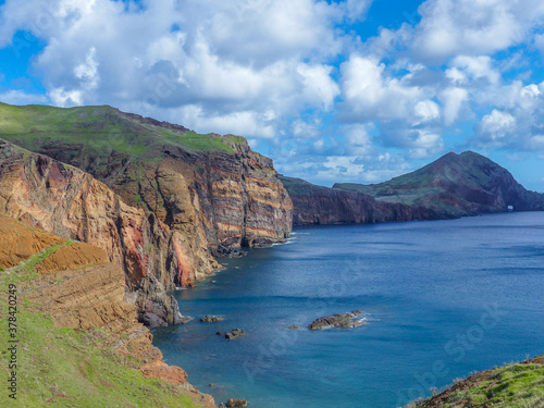 Landscape and Rock formations at the coast of Ponta de São Lourenço Machico Madeira island Portugal