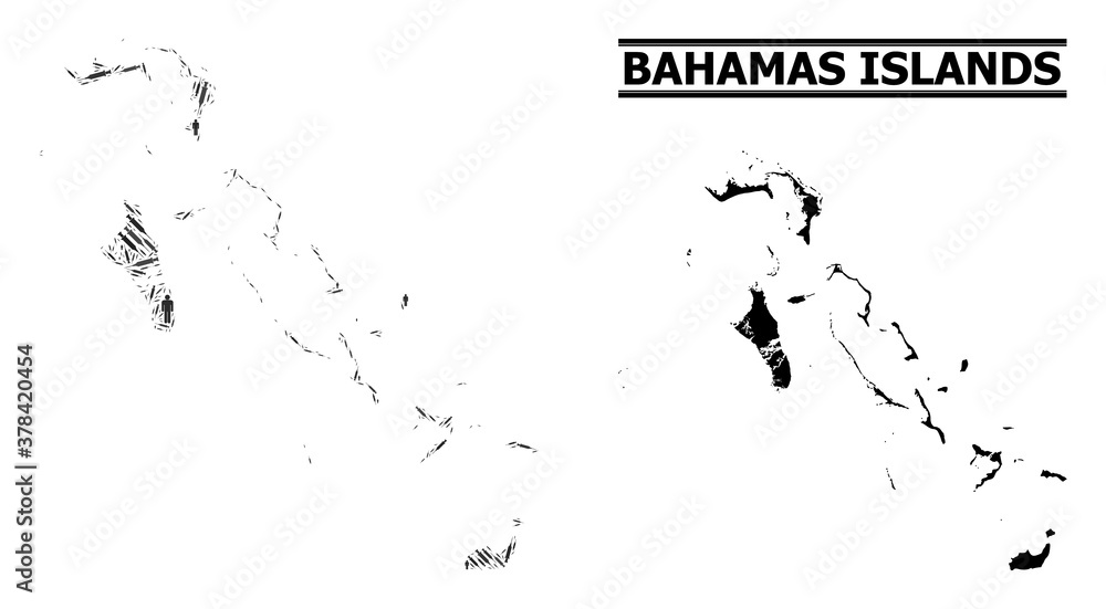 Obraz premium Virus therapy mosaic and solid map of Bahamas Islands. Vector map of Bahamas Islands is organized with vaccine doses and human figures. Abstraction for isolation purposes.