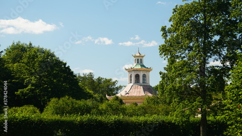 Chinese bridge in the park photo