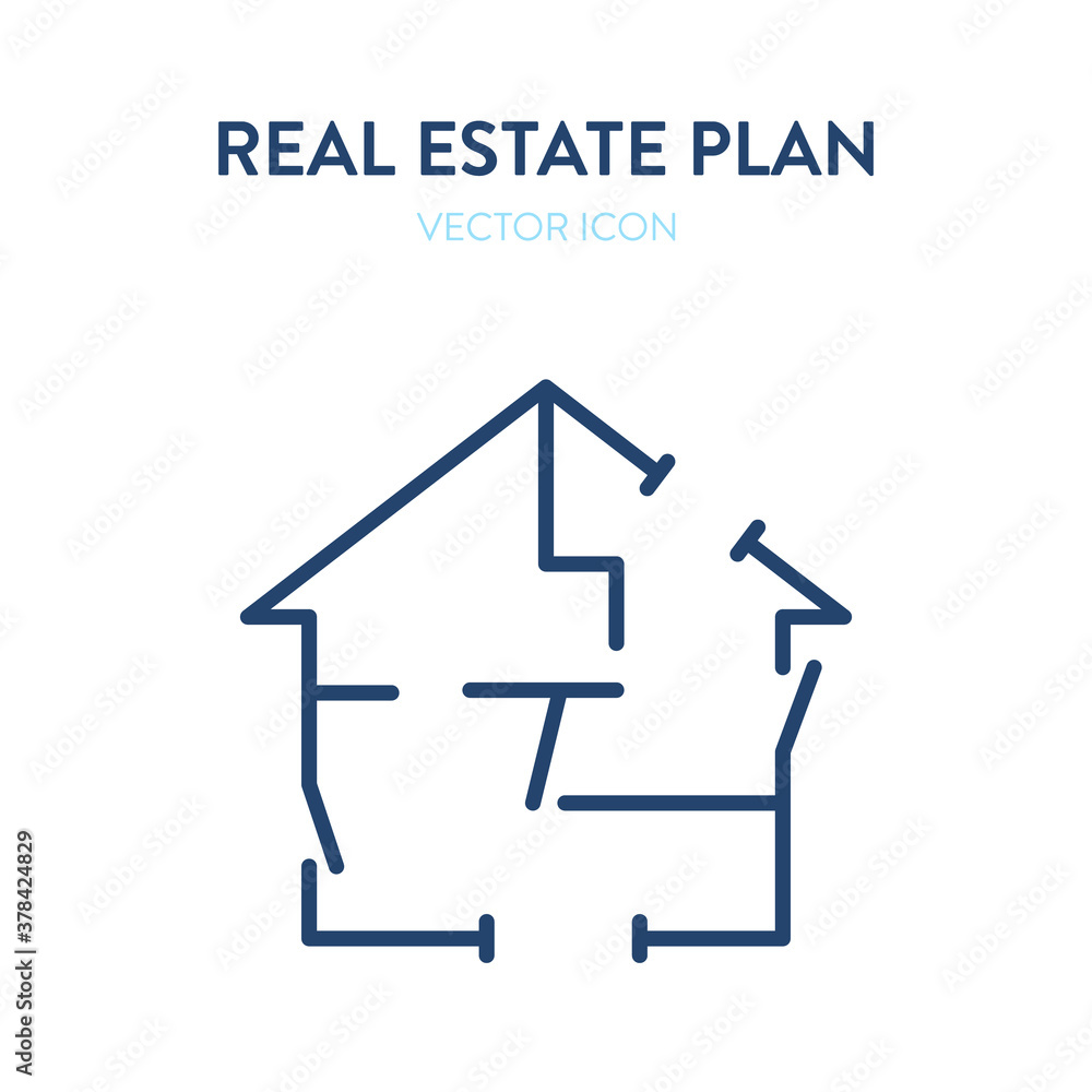 Real estate plan drawing icon. Vector illustration of a house construction plan. Represents a concept of architecture, construction plan, building interior, technical drawing, home structure scheme Real estate plan drawing icon. Vector illustration of a house construction plan. Represents a concept of architecture, construction plan, building interior, technical drawing, home structure scheme