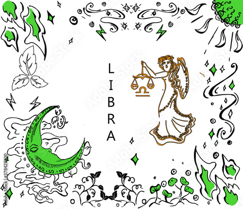 The illustration - zodiac sign in hand drawn style.