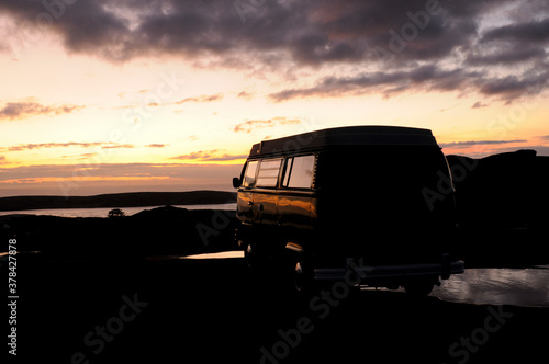 Camper van at dusk