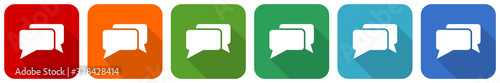 Message, bubble, dialog icon set, flat design vector illustration in 6 colors options for webdesign and mobile applications