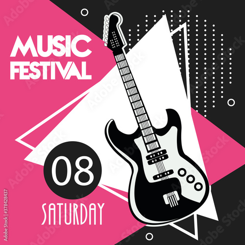 music festival poster with electric guitar instrument
