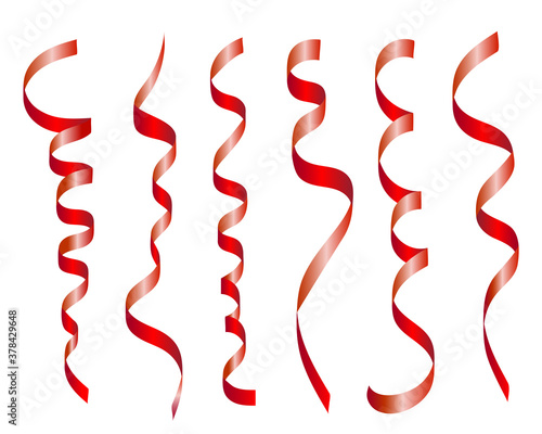 Red ribbons set, vector