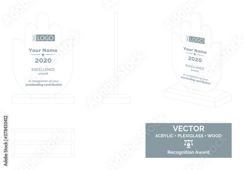 Hamsa hand Trophy Vector Template, Jewish trophy Distinction Award, Recognition trophy Award