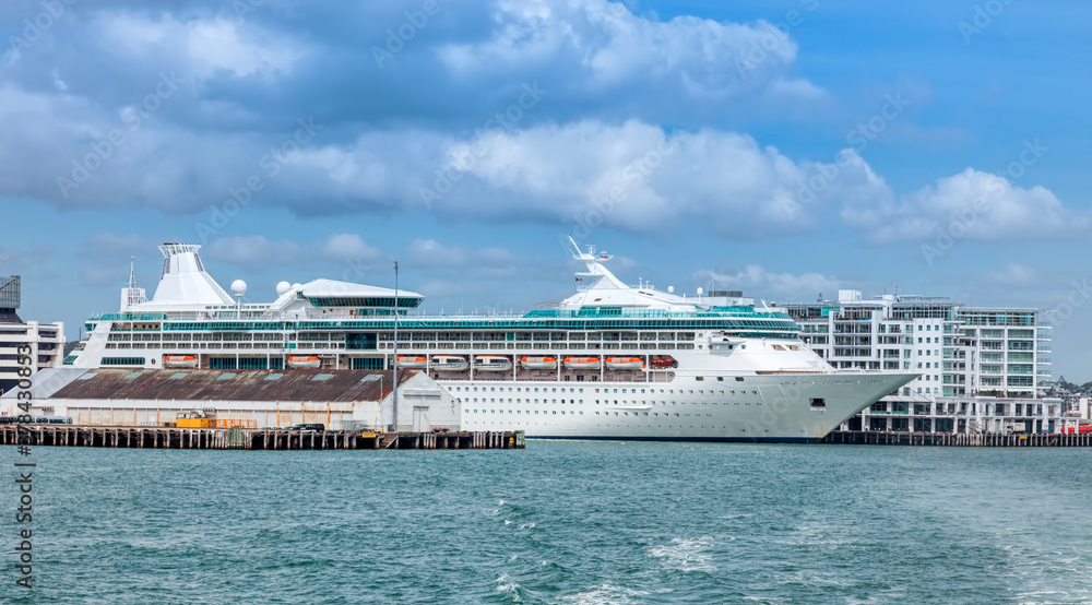 Cruise ship moored in Auckland, North Island, New Zealand