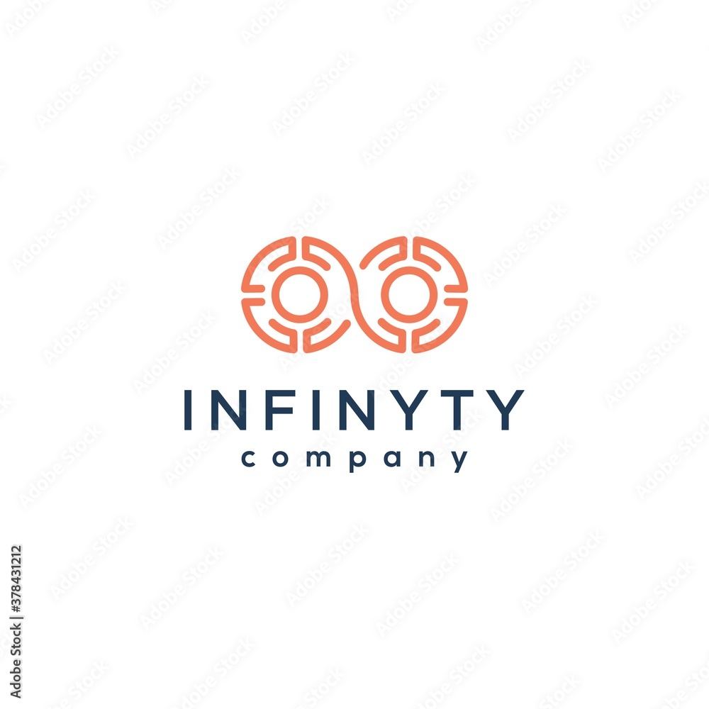 infinity technology logo with line art style