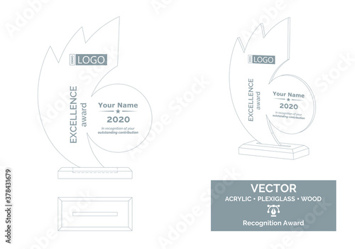 Abstract Trophy Vector Template, Business Trophy Distinction Award, Employee Recognition Trophy Award