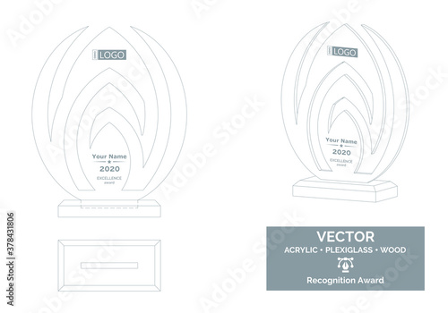Abstract Trophy Vector Template, Business Trophy Distinction Award, Employee Recognition Trophy Award