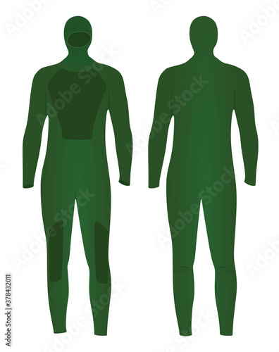 Green diving wetsuit. vector illustration