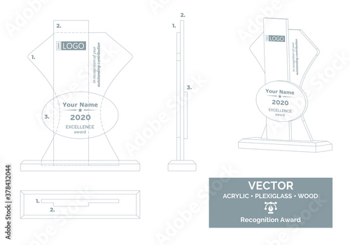 Abstract Trophy Vector Template, Business Trophy Distinction Award, Employee Recognition Trophy Award