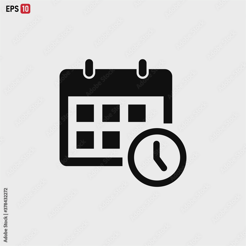 Calendar icon vector . Calendar with clock Calendar icon vector . Calendar with clock