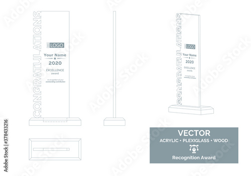 Congratulation trophy vector template, Business distinction award, Employee recognition award