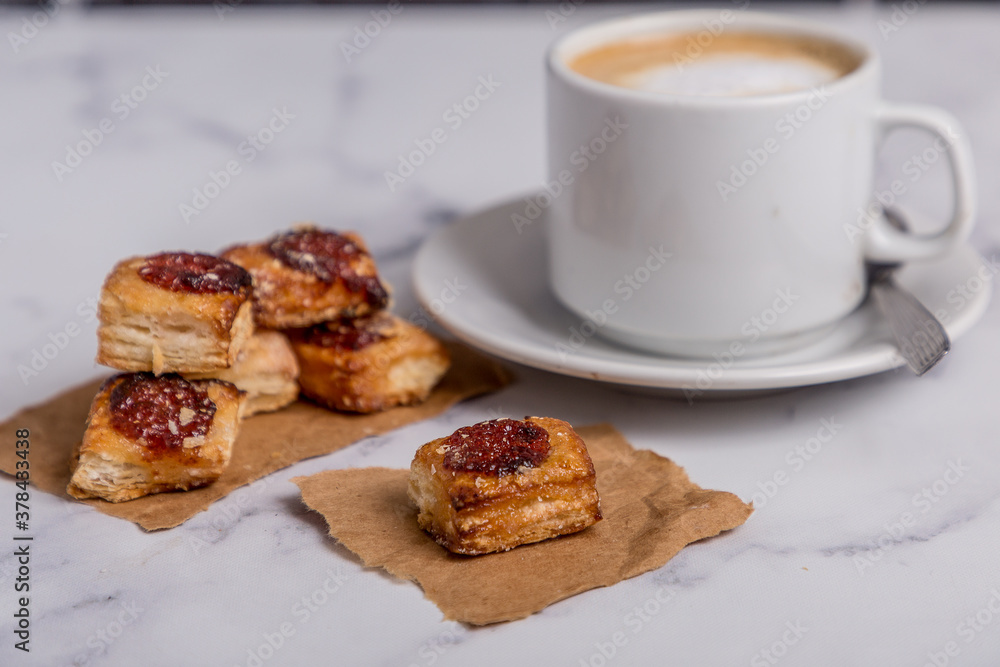 quince cookies on marble board with coffee quince cookies on marble board with coffee