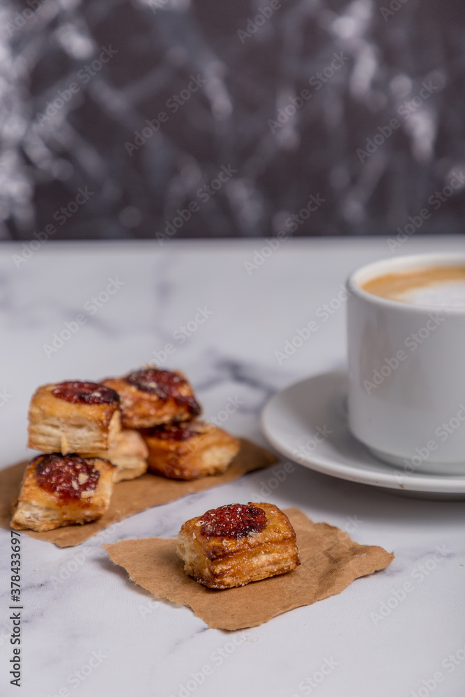 quince cookies on marble board with coffee quince cookies on marble board with coffee