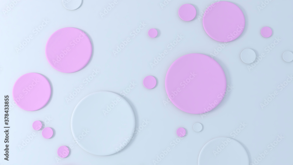 Abstract pink and white 3d circles dots pattern. Modern color and shapes