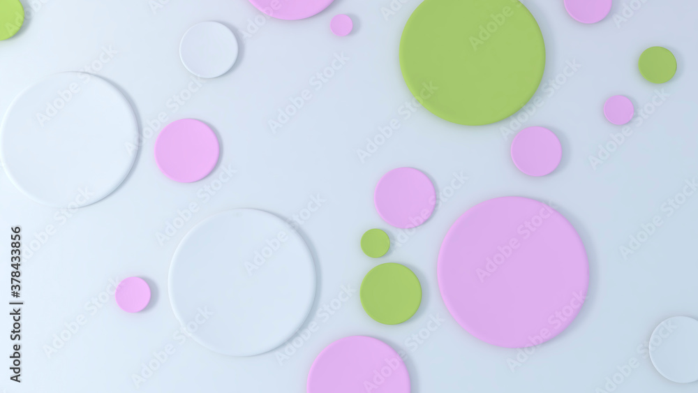 3d design circles green white and pink dots. Colorful circular pattern