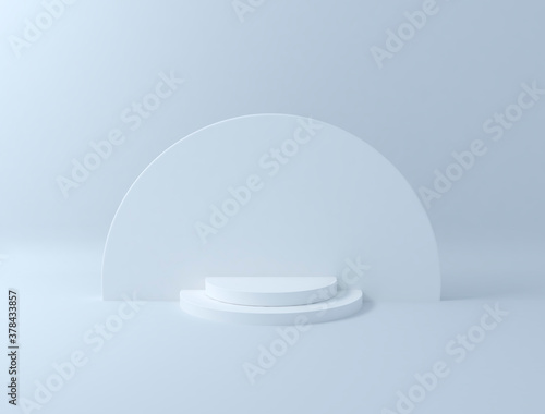 white product display or showcase on simple background blank circles cylinder podium stand . 3d render
