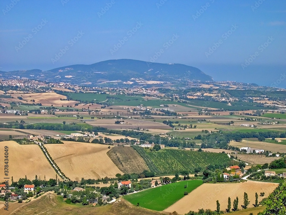 Italy, Marche, Apennines landscape view from Recanati.