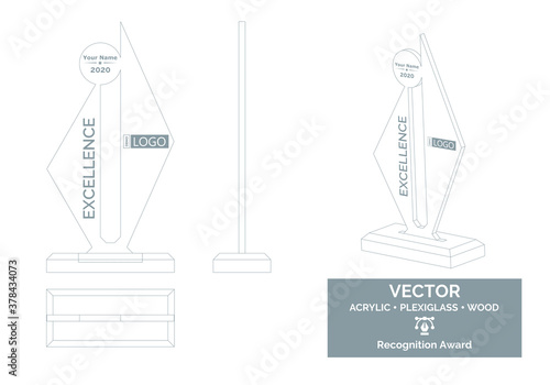 Abstract Trophy Vector Template, Business Trophy Distinction Award, Employee Recognition Trophy Award