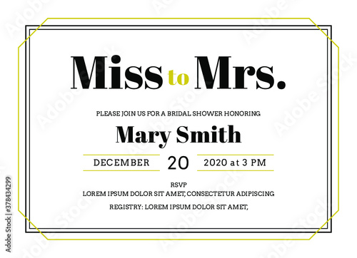 Bridal Shower Invitation Retro Black Gold
