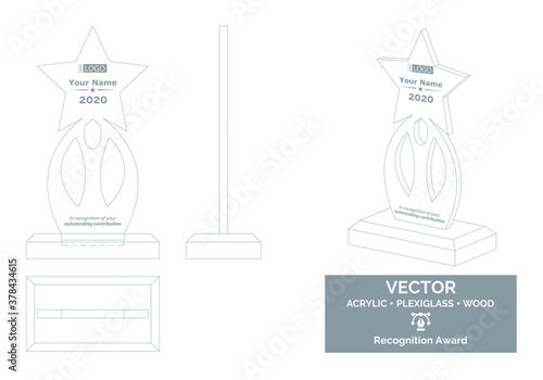 Abstract Trophy Vector Template, Business Trophy Distinction Award, Employee Recognition Trophy Award