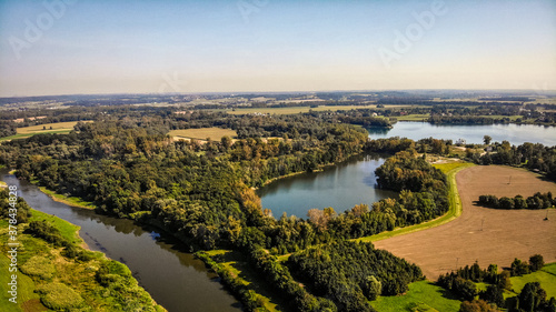meandry rzeki Odry w okolicach Chałupek, granica Polsko-Czeska z lotu ptaka © Franciszek