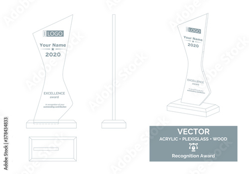 Abstract Trophy Vector Template, Business Trophy Distinction Award, Employee Recognition Trophy Award