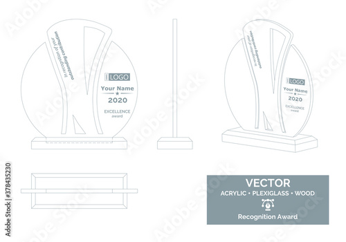 Abstract Trophy Vector Template, Business Trophy Distinction Award, Employee Recognition Trophy Award
