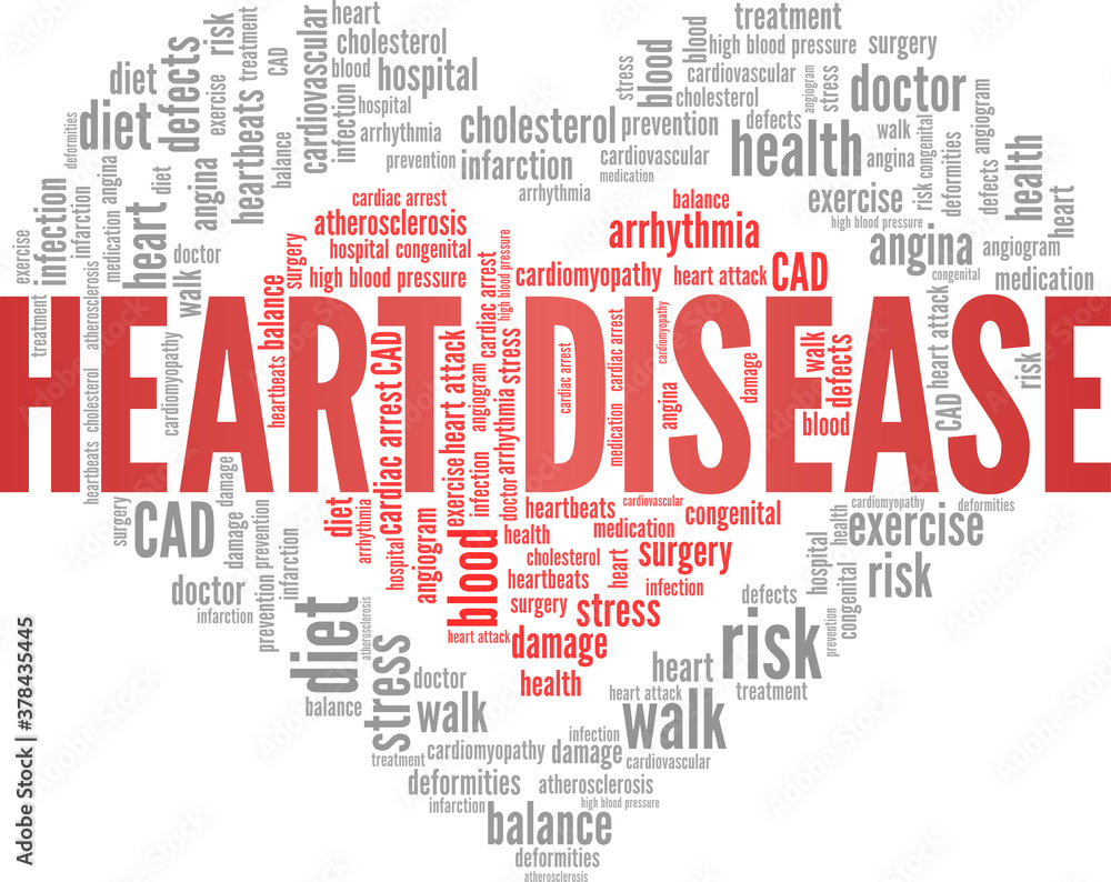 Heart disease vector illustration word cloud isolated on a white background.