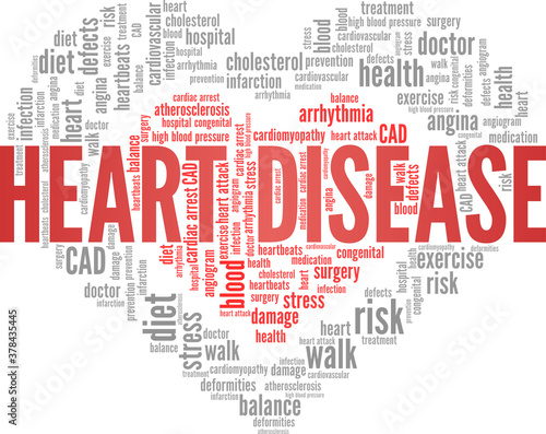 Heart disease vector illustration word cloud isolated on a white background.