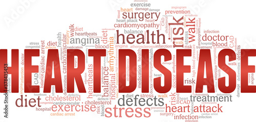 Heart disease vector illustration word cloud isolated on a white background.