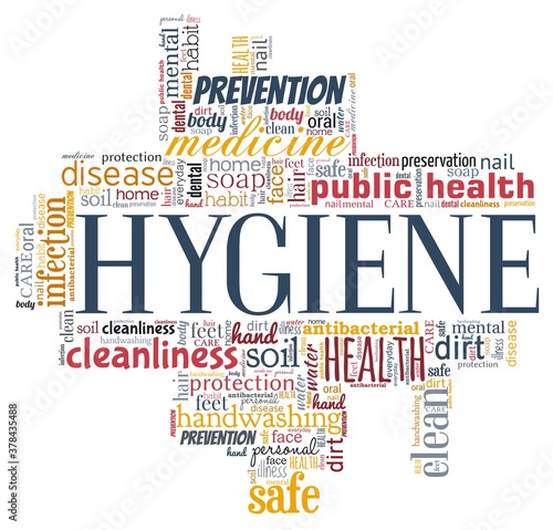 Hygiene vector illustration word cloud isolated on a white background.