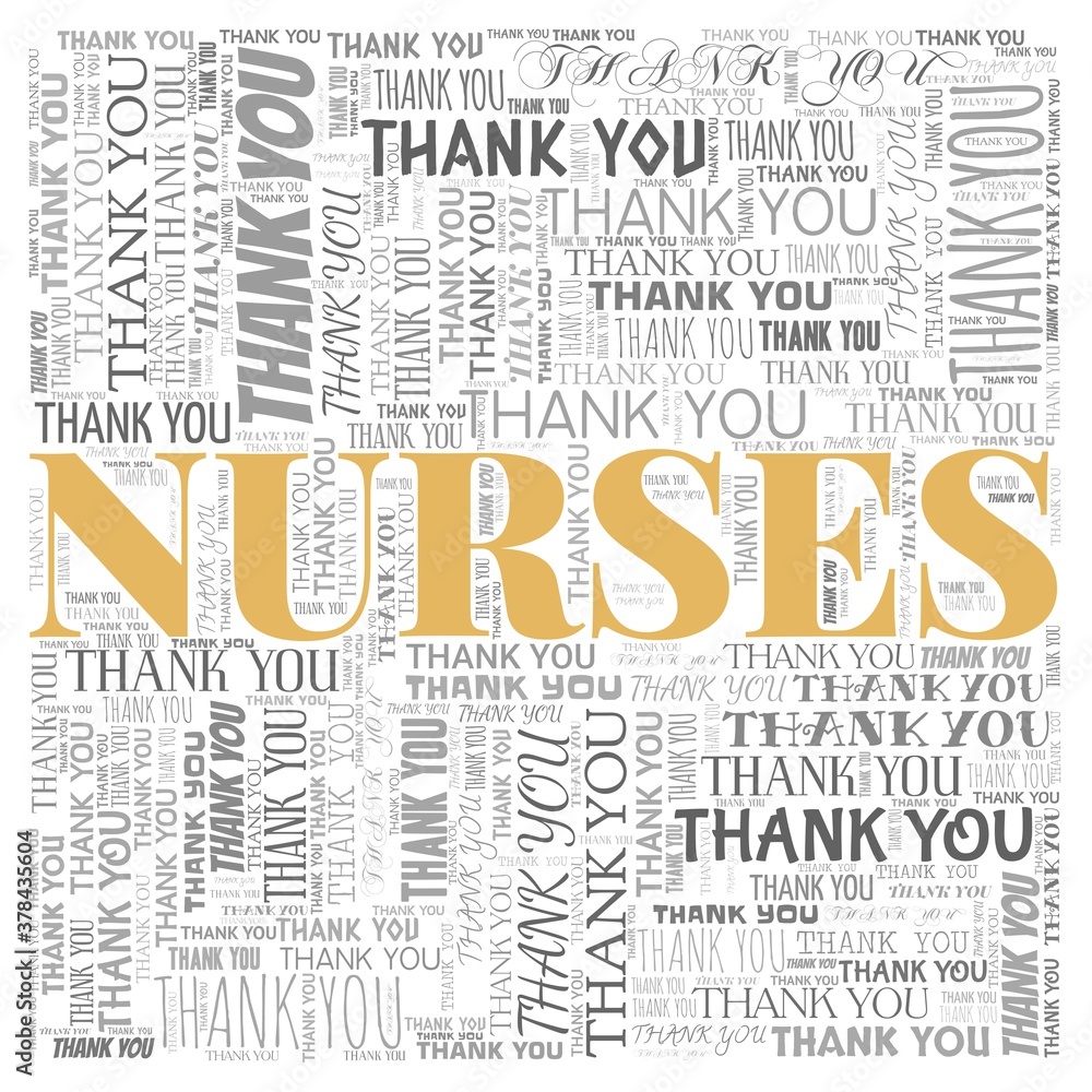 Thank you nurses vector illustration word cloud isolated on a white ...