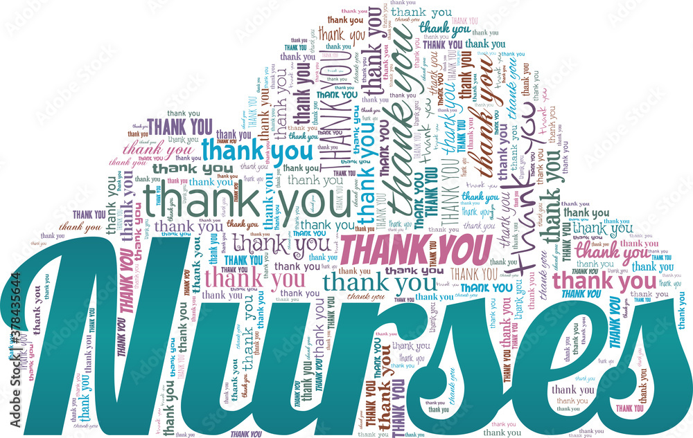 Thank you nurses vector illustration word cloud isolated on a white ...