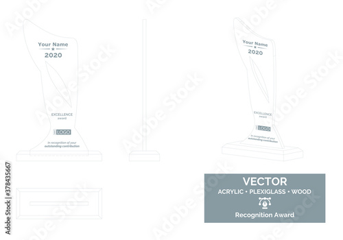 Abstract Trophy Vector Template, Trophy Distinction Award, Recognition Trophy Award