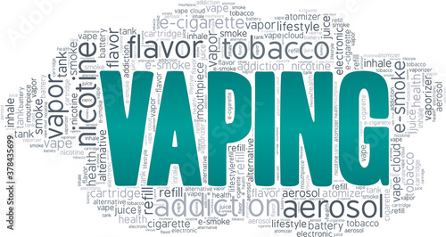 Vaping vector illustration word cloud isolated on a white background.