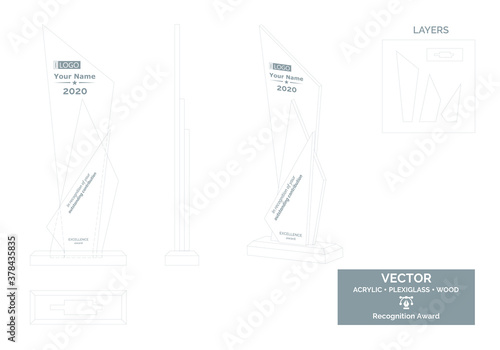Abstract Trophy Vector Template, Trophy Distinction Award, Recognition Trophy Award