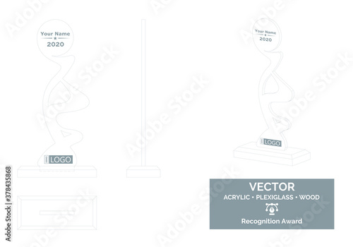 Abstract Trophy Vector Template, Trophy Distinction Award, Recognition Trophy Award