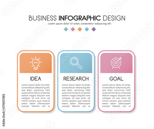 Business diagram with icons and 3 options. Infographic design. Vector