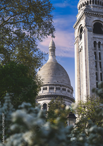 Obraz na płótnie The Basilica of the Sacred Heart of Paris, commonly known as Sacré-Cœur Basilica, located in the Montmartre district of Paris, France. w salonie
