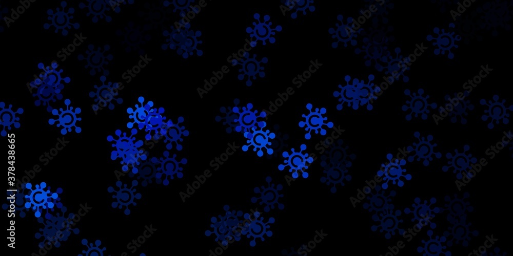 Obraz premium Dark blue vector pattern with coronavirus elements.