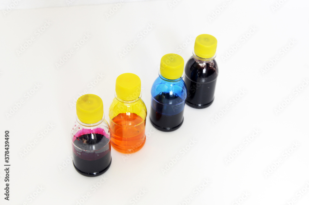 blue red yellow and black printer colors are inserted in one row this is interesting for the design blue red yellow and black printer colors are inserted in one row this is interesting for the design