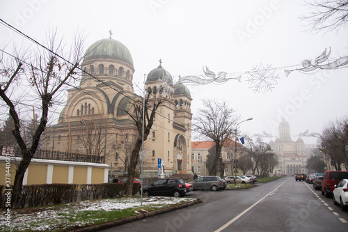 Romania The Greek Catholic Cathedral „St. Archangels Michael and Gabriel ”from Satu Mare ,january 2020