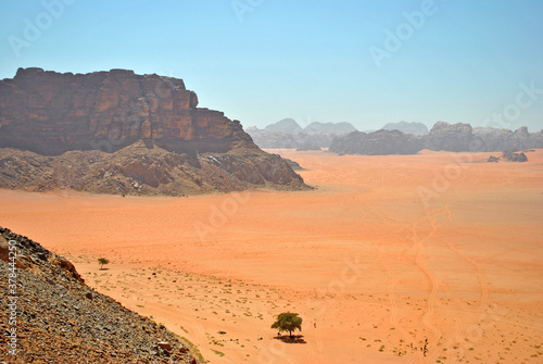 Wadi Rum desert landscape from the high point