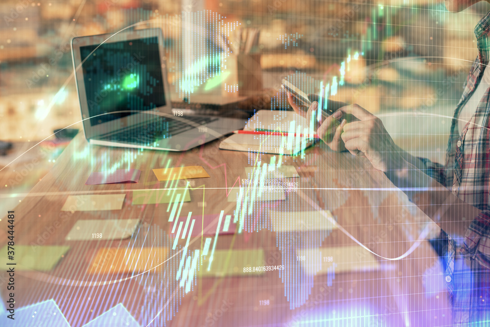 custom made wallpaper toronto digitalDouble exposure of woman hands working on computer and forex graph hologram drawing. Financial analysis concept.